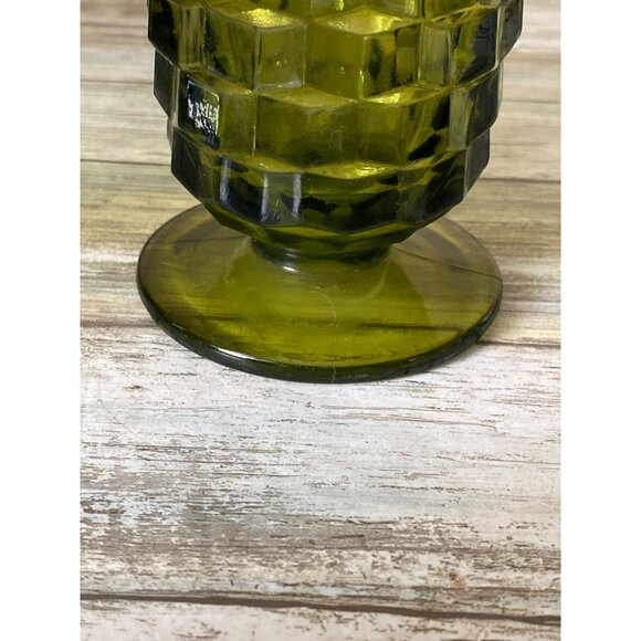 Lot of 3 Vintage Green Glass Goblets – Tiffin, L.E. Smith & Anchor Hocking – MCM - Picture 6 of 12